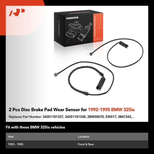 2 Pcs Disc Brake Pad Wear Sensor for 1992-1995 BMW 325is