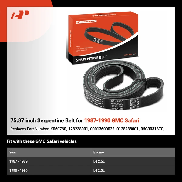 75.87 inch Serpentine Belt for 1987-1990 GMC Safari