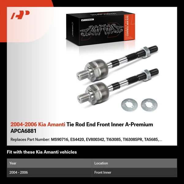 2004-2006 Kia Amanti Tie Rod End Front Inner A-Premium APCA6881
