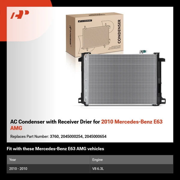 AC Condenser with Receiver Drier for 2010 Mercedes-Benz E63 AMG