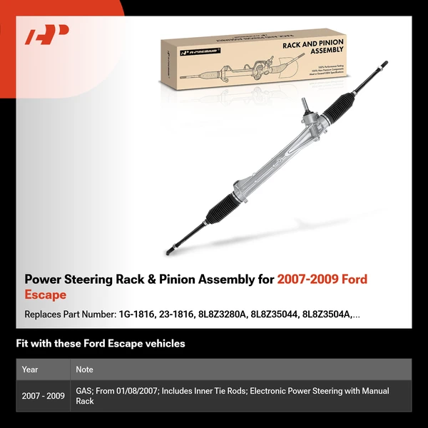 Power Steering Rack & Pinion Assembly for 2007-2009 Ford Escape