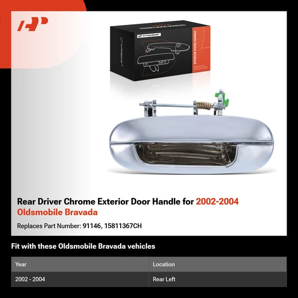 Rear Driver Chrome Exterior Door Handle for 2002-2004 Oldsmobile Bravada