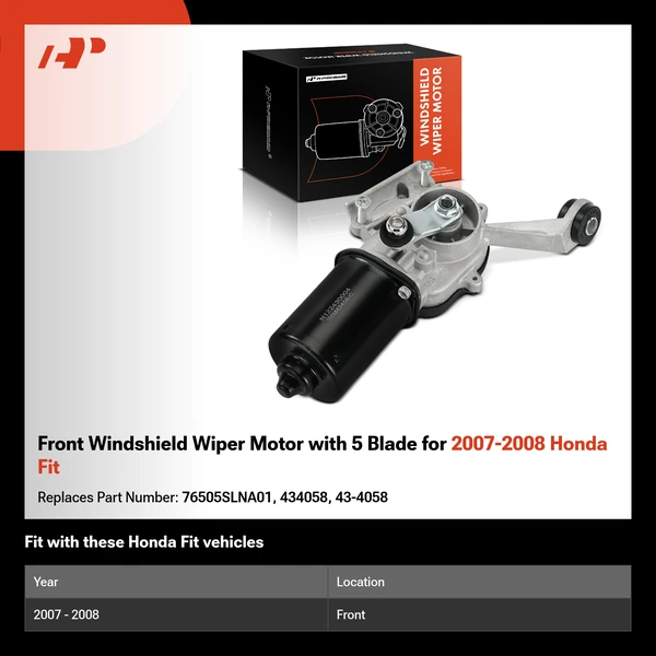 Front Windshield Wiper Motor with 5 Blade for 2007-2008 Honda Fit
