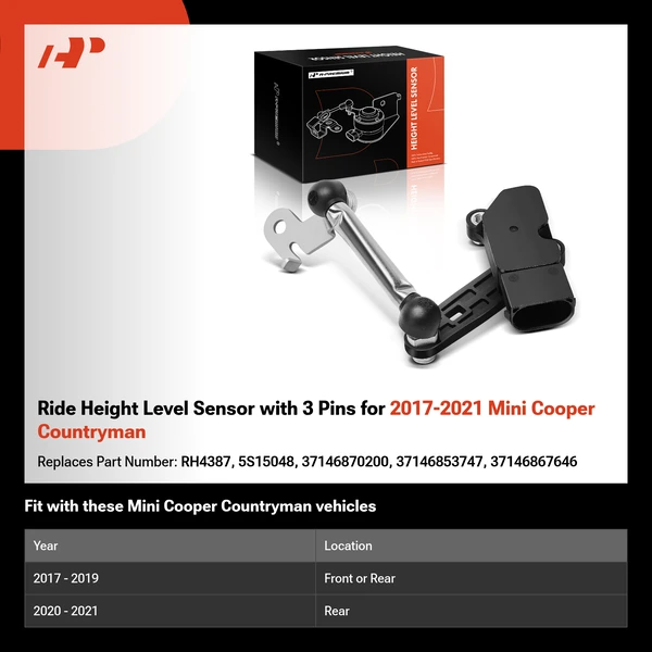 Ride Height Level Sensor with 3 Pins for 2017-2021 Mini Cooper Countryman