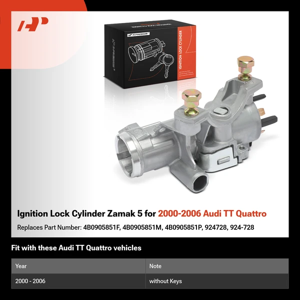Ignition Lock Cylinder Zamak 5 for 2000-2006 Audi TT Quattro