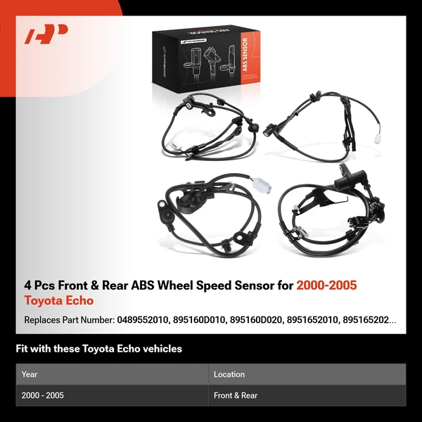 4 Pcs Front & Rear ABS Wheel Speed Sensor for 2000-2005 Toyota Echo