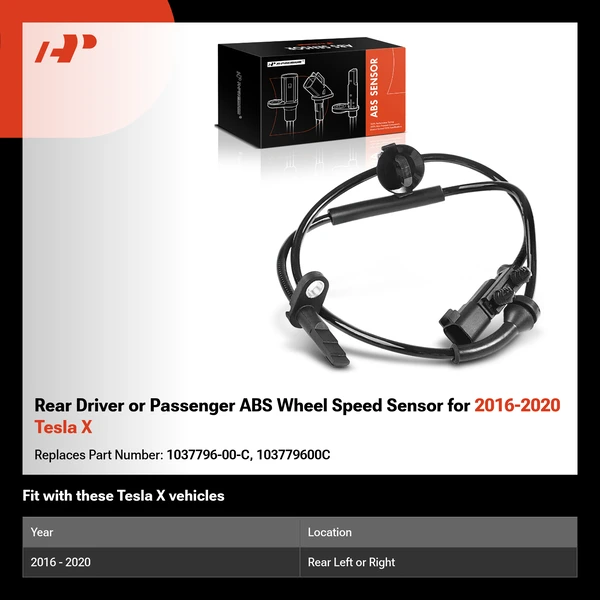 Rear Driver or Passenger ABS Wheel Speed Sensor for 2016-2020 Tesla X