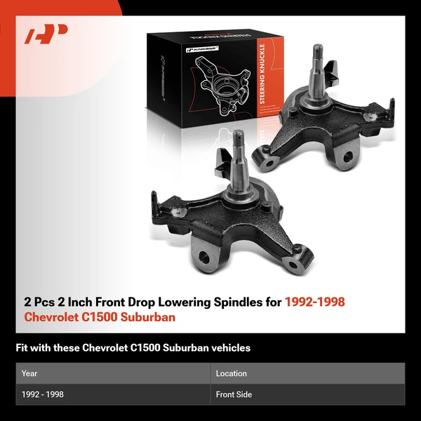 2 Pcs 2 Inch Front Drop Lowering Spindles for 1992-1998 Chevrolet C1500 Suburban