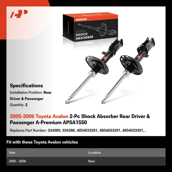 2005-2006 Toyota Avalon 2-Pc Shock Absorber Rear Driver & Passenger A-Premium APSA1550