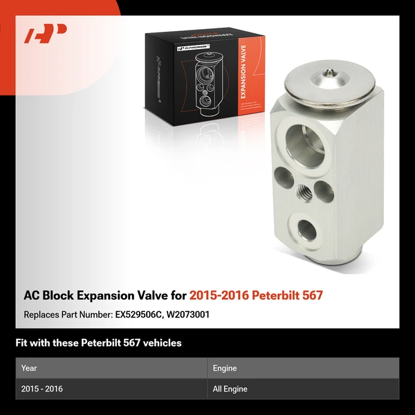 AC Block Expansion Valve for 2015-2016 Peterbilt 567