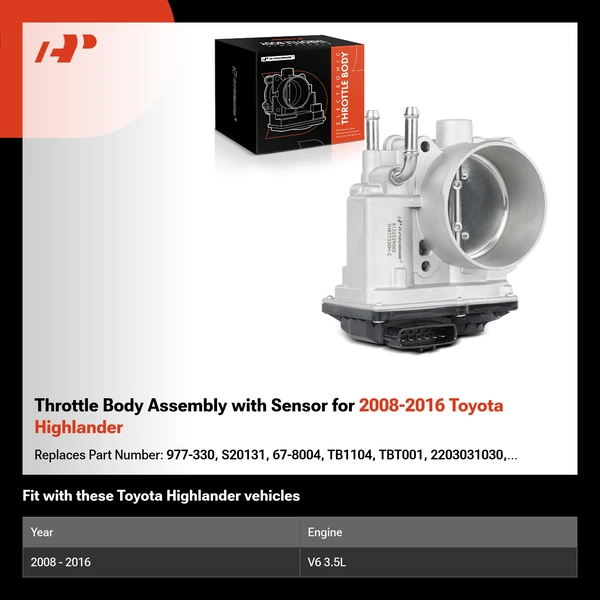 Throttle Body Assembly with Sensor for 2008-2016 Toyota Highlander