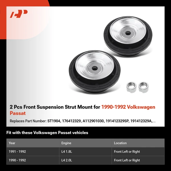 2 Pcs Front Suspension Strut Mount for 1990-1992 Volkswagen Passat