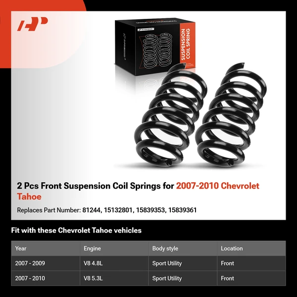 2 Pcs Front Suspension Coil Springs for 2007-2010 Chevrolet Tahoe