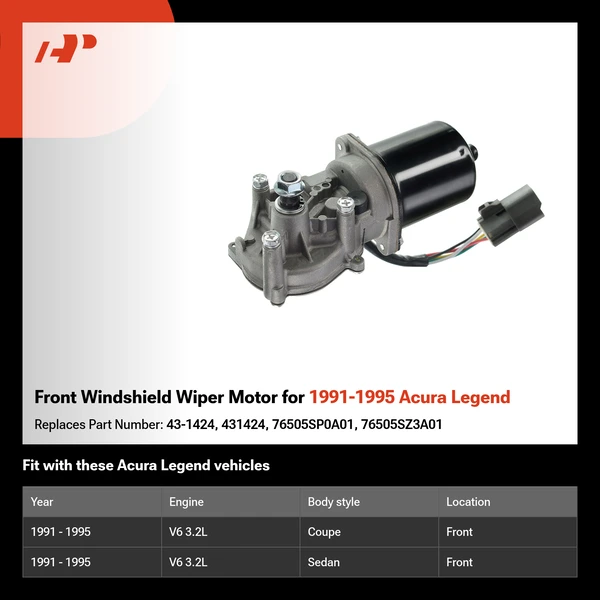 Front Windshield Wiper Motor for 1991-1995 Acura Legend