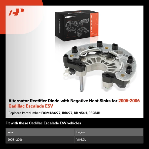 Alternator Rectifier Diode with Negative Heat Sinks for 2005-2006 Cadillac Escalade ESV
