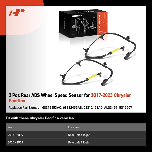 2 Pcs Rear ABS Wheel Speed Sensor for 2017-2023 Chrysler Pacifica