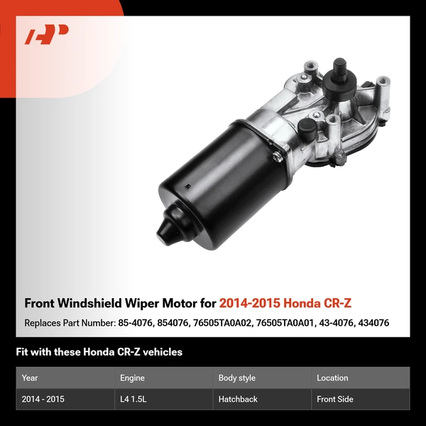 Front Windshield Wiper Motor for 2014-2015 Honda CR-Z