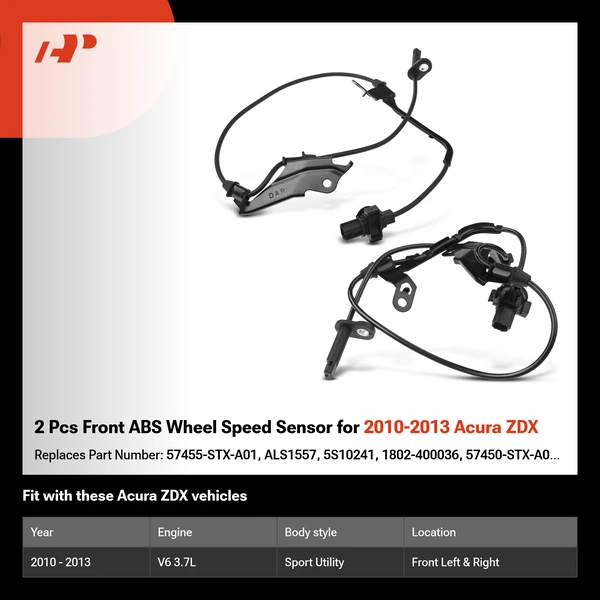2 Pcs Front ABS Wheel Speed Sensor for 2010-2013 Acura ZDX