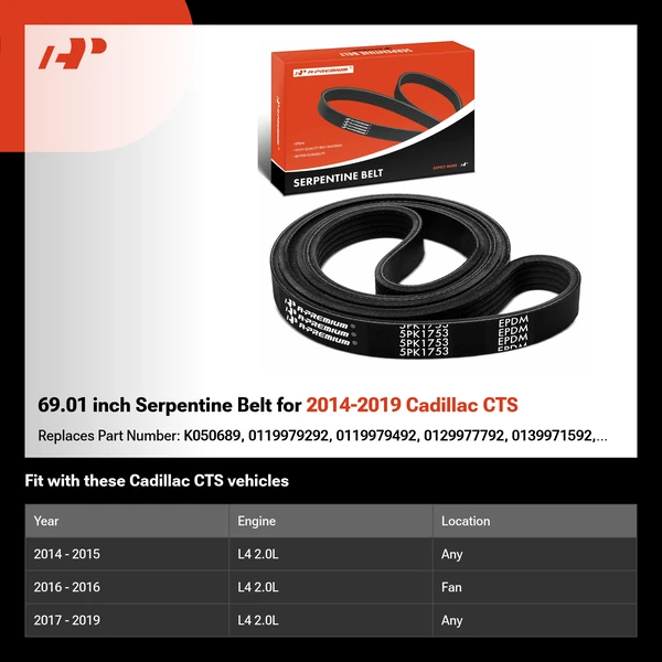 69.01 inch Serpentine Belt for 2014-2019 Cadillac CTS