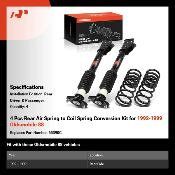 4 Pcs Rear Air Spring to Coil Spring Conversion Kit for 1992-1999 Oldsmobile 88