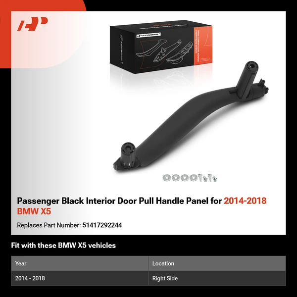 Passenger Black Interior Door Pull Handle Panel for 2014-2018 BMW X5