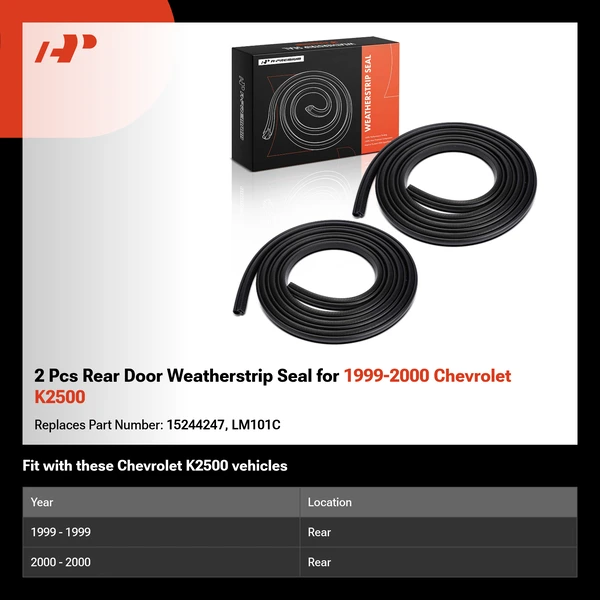2 Pcs Rear Door Weatherstrip Seal for 1999-2000 Chevrolet K2500