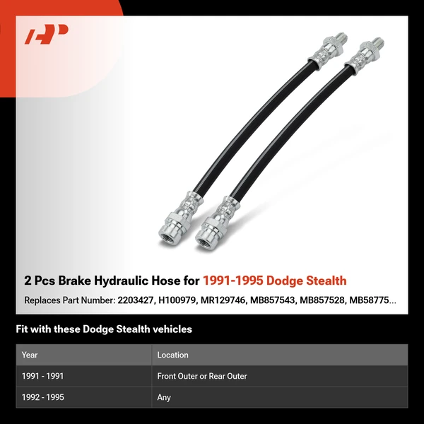 2 Pcs Brake Hydraulic Hose for 1991-1995 Dodge Stealth