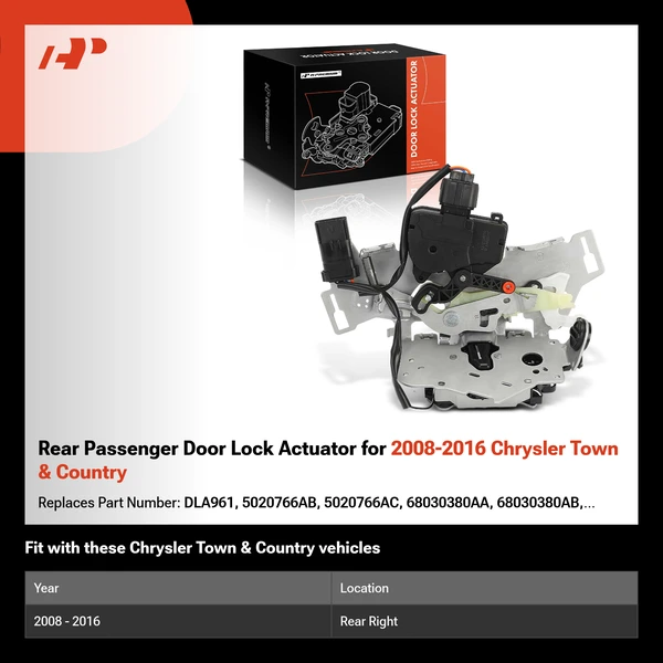 Rear Passenger Door Lock Actuator for 2008-2016 Chrysler Town & Country