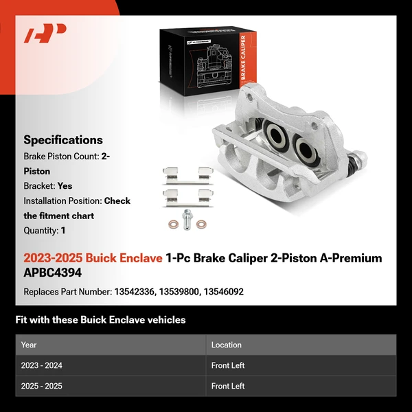 2023-2025 Buick Enclave 1-Pc Brake Caliper 2-Piston A-Premium APBC4394