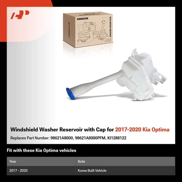 Windshield Washer Reservoir with Cap for 2017-2020 Kia Optima