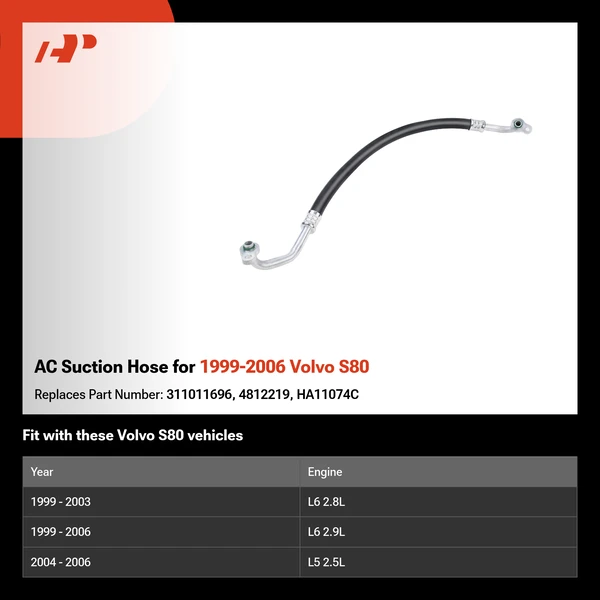 AC Suction Hose for 1999-2006 Volvo S80