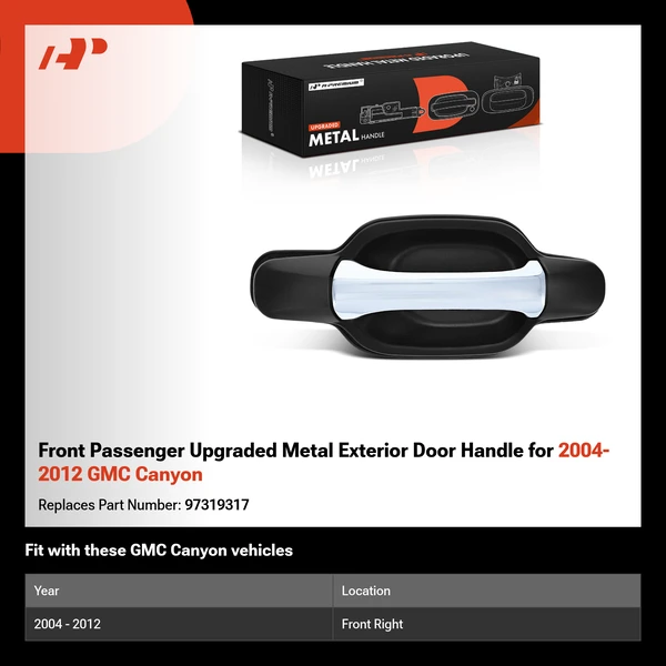 Front Passenger Upgraded Metal Exterior Door Handle for 2004-2012 GMC Canyon