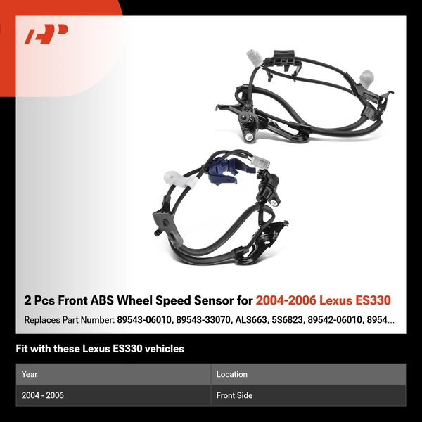 2 Pcs Front ABS Wheel Speed Sensor for 2004-2006 Lexus ES330