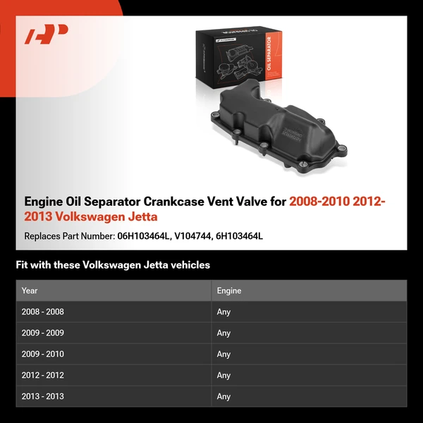 Engine Oil Separator Crankcase Vent Valve for 2008-2010 2012-2013 Volkswagen Jetta