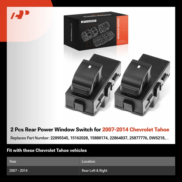 2 Pcs Rear Power Window Switch for 2007-2014 Chevrolet Tahoe