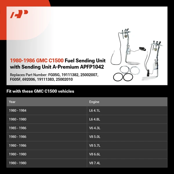 1980-1986 GMC C1500 Fuel Sending Unit with Sending Unit A-Premium APFP1042