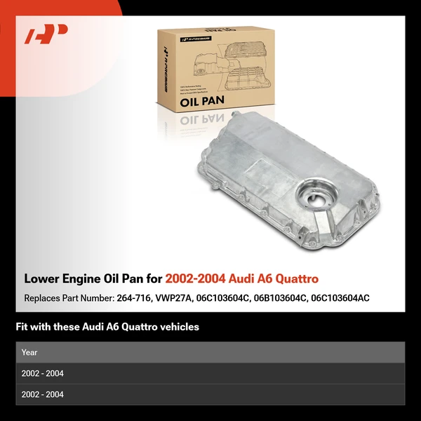 Lower Engine Oil Pan for 2002-2004 Audi A6 Quattro