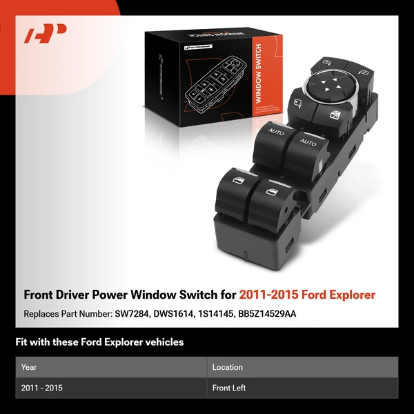 Front Driver Power Window Switch for 2011-2015 Ford Explorer