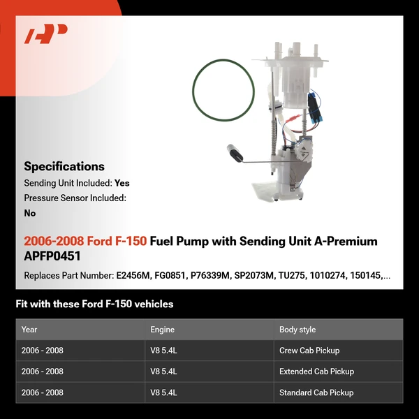 2006-2008 Ford F-150 Fuel Pump with Sending Unit A-Premium APFP0451