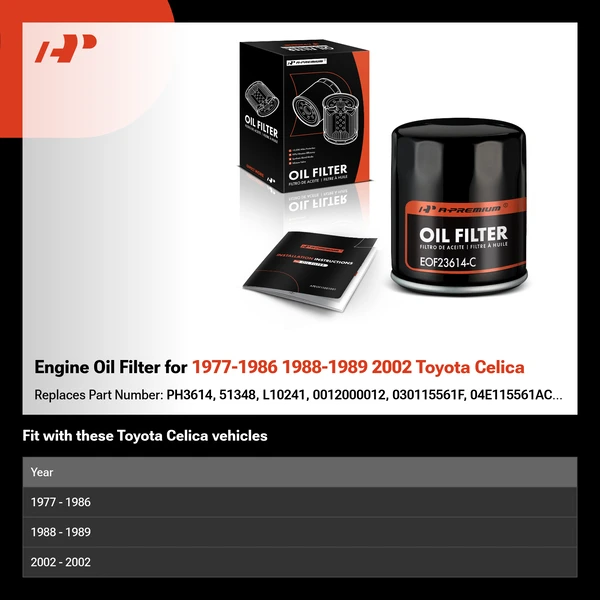 Engine Oil Filter for 1977-1986 1988-1989 2002 Toyota Celica
