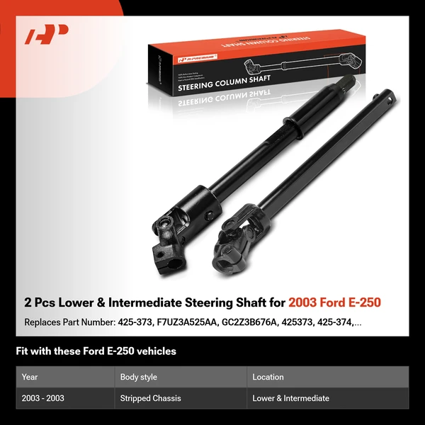 2 Pcs Lower & Intermediate Steering Shaft for 2003 Ford E-250