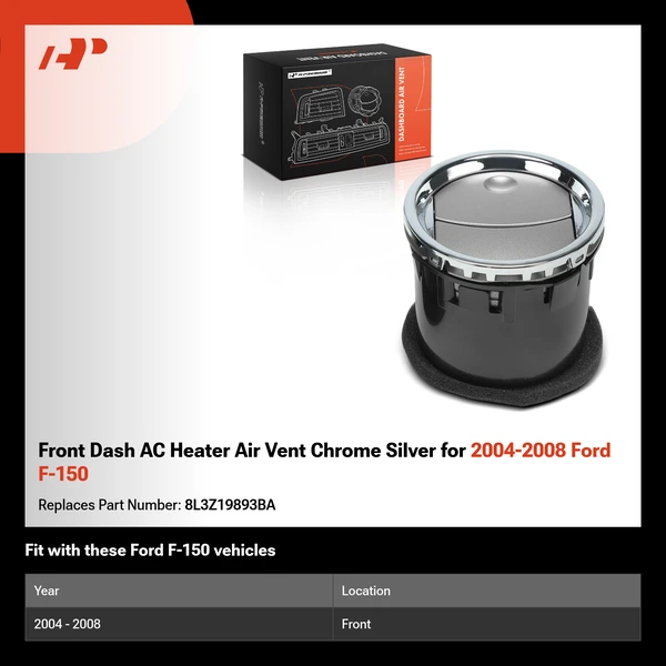 Front Dash AC Heater Air Vent Chrome Silver for 2004-2008 Ford F-150