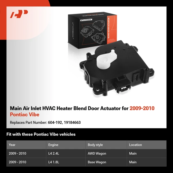 Main Air Inlet HVAC Heater Blend Door Actuator for 2009-2010 Pontiac Vibe