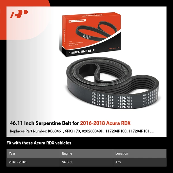 46.11 Inch Serpentine Belt for 2016-2018 Acura RDX