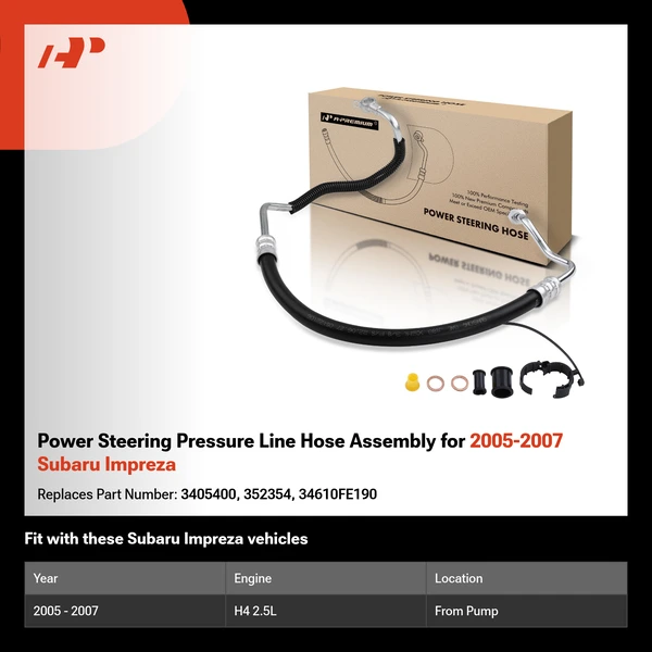 Power Steering Pressure Line Hose Assembly for 2005-2007 Subaru Impreza