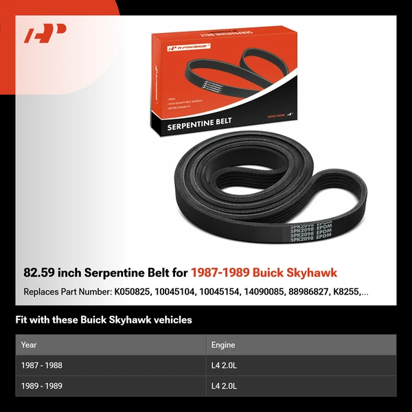 82.59 inch Serpentine Belt for 1987-1989 Buick Skyhawk
