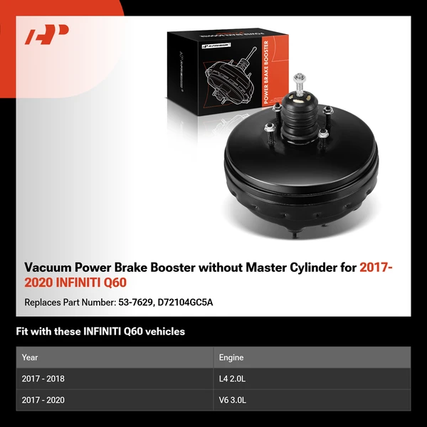 Vacuum Power Brake Booster without Master Cylinder for 2017-2020 INFINITI Q60