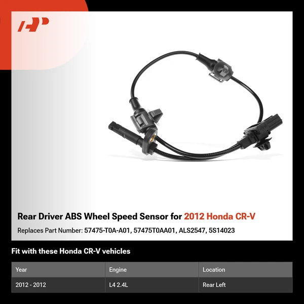 Rear Driver ABS Wheel Speed Sensor for 2012 Honda CR-V