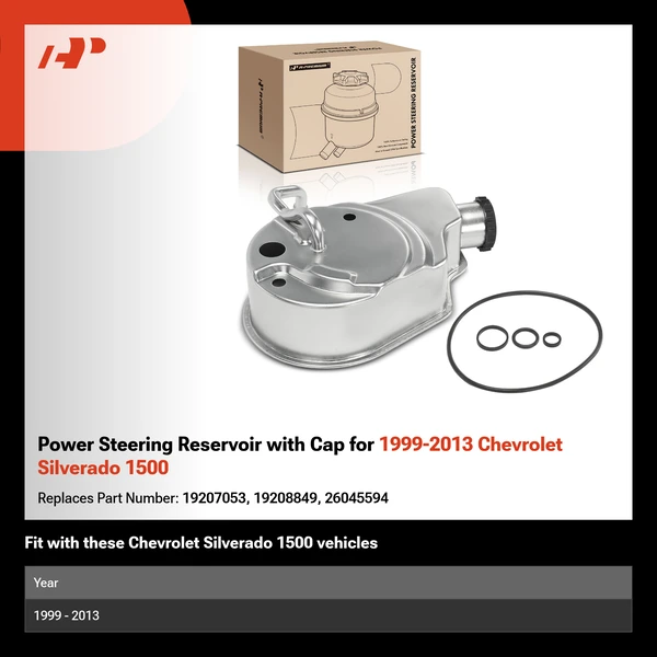 Power Steering Reservoir with Cap for 1999-2013 Chevrolet Silverado 1500
