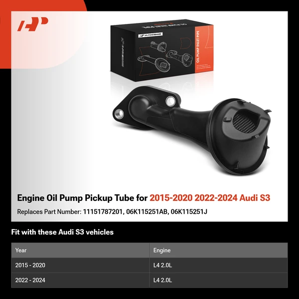 Engine Oil Pump Pickup Tube for 2015-2020 2022-2024 Audi S3